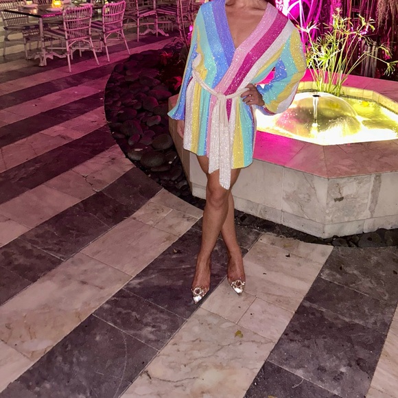 Retrofete Gabrielle dress in rainbow unicorn stripe - Picture 6 of 6